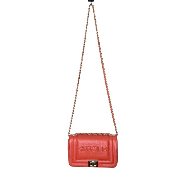 Mario Valentino Orange Leather Signature Embossed Shoulder Crossbody Bag - Picture 2 of 16